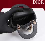 Dior Lady micro embroidered honey beads bag in black 12x10.2x5cm - 3