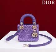 Dior Lady micro embroidered honey beads bag in purple 12x10.2x5cm - 1