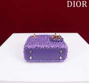 Dior Lady micro embroidered honey beads bag in purple 12x10.2x5cm - 6