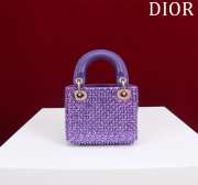 Dior Lady micro embroidered honey beads bag in purple 12x10.2x5cm - 5