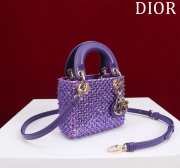 Dior Lady micro embroidered honey beads bag in purple 12x10.2x5cm - 4