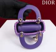 Dior Lady micro embroidered honey beads bag in purple 12x10.2x5cm - 3