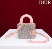 Dior Pink Calfskin Embroidered with Multicolor Strass Bag 12x10.2x5cm - 1