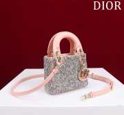 Dior Pink Calfskin Embroidered with Multicolor Strass Bag 12x10.2x5cm - 6