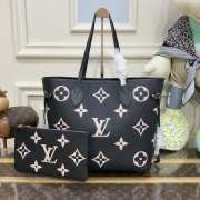 Louis Vuitton M58907 Neverfull MM Bag In Black/ Beige 31x28x14cm - 1