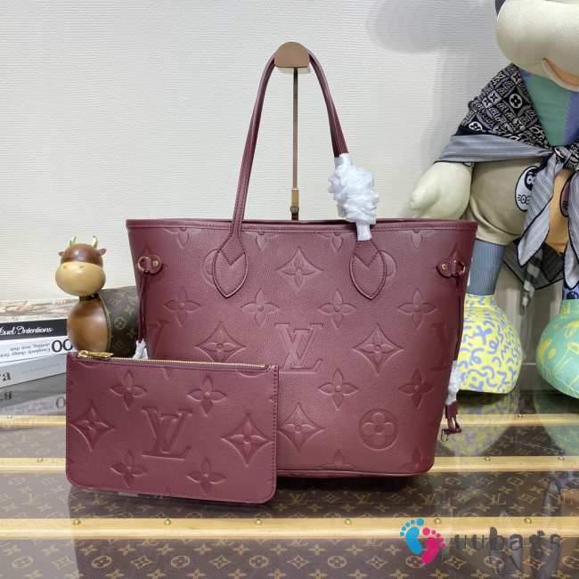 Louis Vuitton M45686 Neverfull MM Tote Bag In Burgundy 32x29x17cm - 1