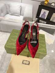 Gucci slingback pump in suede leather red 8cm - 1