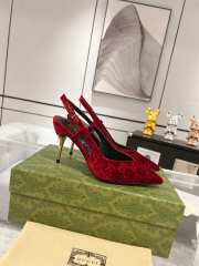 Gucci slingback pump in suede leather red 8cm - 3