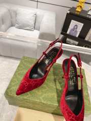 Gucci slingback pump in suede leather red 8cm - 2