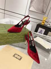 Gucci slingback pump in suede leather red 8cm - 4