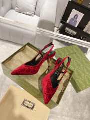 Gucci slingback pump in suede leather red 8cm - 5