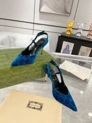 Gucci slingback pump in suede leather blue 8cm - 4