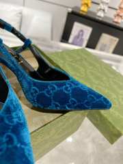 Gucci slingback pump in suede leather blue 8cm - 3