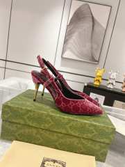 Gucci slingback pump in suede leather burgundy 8cm - 5