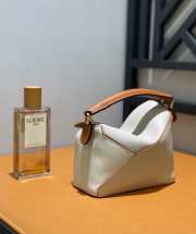 Loewe Mini Puzzle Edge Bag White with Brown Top Handle 18x8x12cm - 6