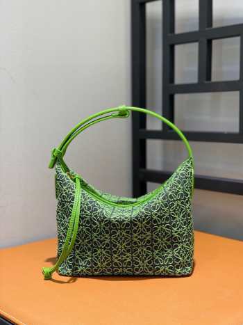 Loewe Small Cubi bag in Anagram jacquard and calfskin green 20.5x17x12.5cm