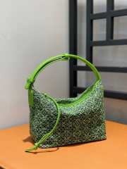 Loewe Small Cubi bag in Anagram jacquard and calfskin green 20.5x17x12.5cm - 4