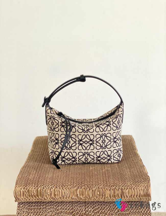 Loewe Small Cubi bag in Anagram jacquard and calfskin beige/ black 20.5x17x12.5cm - 1