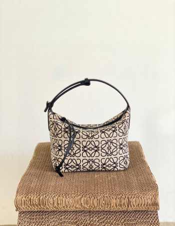 Loewe Small Cubi bag in Anagram jacquard and calfskin beige/ black 20.5x17x12.5cm