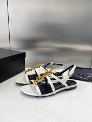 YSL logo flat sandals in white - 3