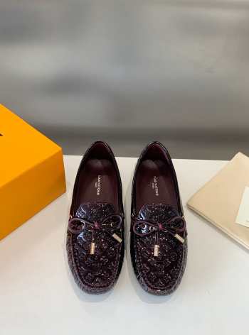 Louis Vuitton bow-tie loafers with burgundy patent leather