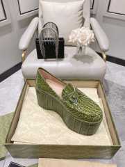 Gucci Horsebit Platform Loafer crocodile in green 10cm - 4