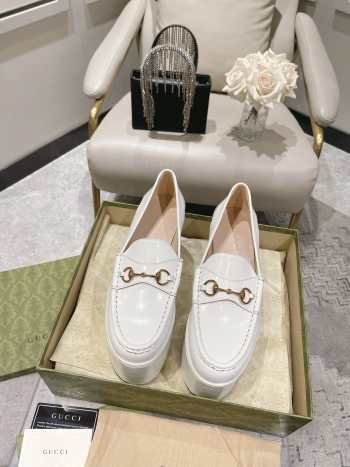 Gucci Horsebit Platform Loafer White With Gold-toned Hardware 10cm