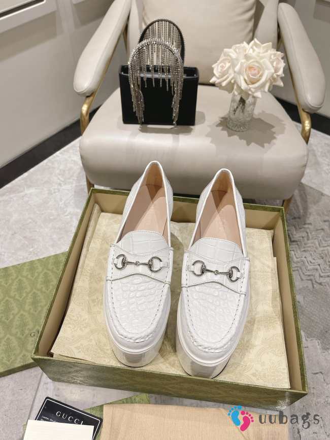 Gucci Horsebit Platform Loafer White With Silver-toned Hardware 10cm - 1