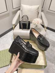 Gucci Horsebit Platform Loafer crocodile in black 10cm - 3