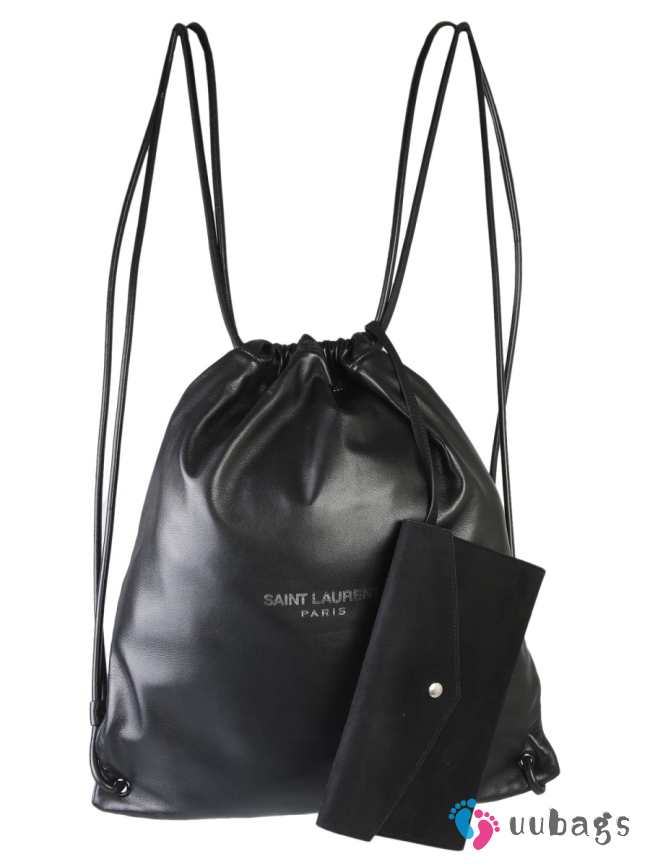 YSL Teddy Leather Backpack In Black 36x41x5cm - 1