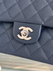 Chanel flap bag caviar leather navy blue with silver bukclet 25cm  - 5