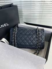 Chanel flap bag caviar leather navy blue with silver bukclet 25cm  - 3