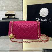 Chanel flap bag hot pink lambskin leather with gold bucklet 20x13x7cm - 4