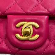 Chanel flap bag hot pink lambskin leather with gold bucklet 20x13x7cm - 2