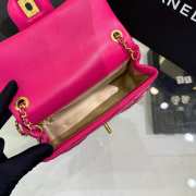 Chanel flap bag hot pink lambskin leather with gold bucklet 20x13x7cm - 3