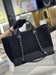 Chanel Canvas Pearl Deauville Tote Bag Black 30x39x22cm - 5