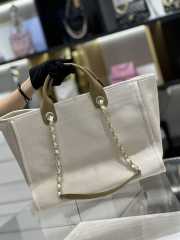 Chanel Canvas Pearl Deauville Tote Bag White 30x39x22cm - 4