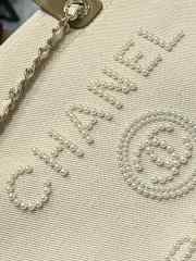 Chanel Canvas Pearl Deauville Tote Bag White 30x39x22cm - 3