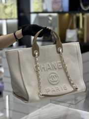 Chanel Canvas Pearl Deauville Tote Bag White 30x39x22cm - 2