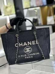 Chanel Canvas Deauville Tote Bag Blue 34.5x26x15cm - 1