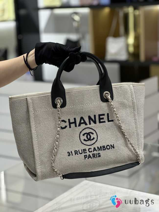 Chanel Canvas Deauville Tote Bag White 32cm - 1