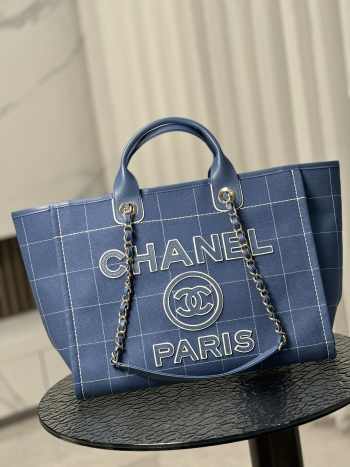 Chanel Deauville Line Tote Bag Blue 38x30x22cm