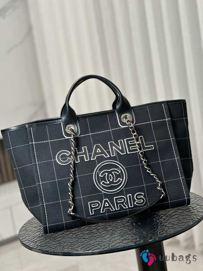 Chanel Deauville Line Tote Bag Black 38x30x22cm - 1