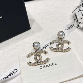 Chanel silver pearl earrings