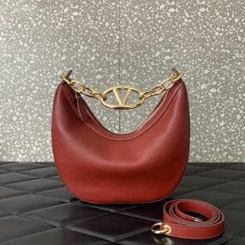 Valentino Garavani VLogo Moon hobo bag red in nappa leather 20x23x8cm