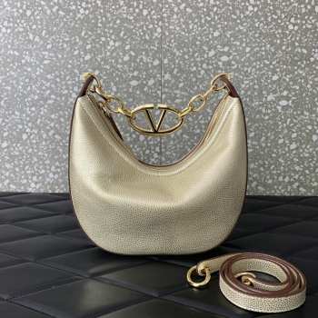 Valentino Garavani VLogo Moon hobo bag silver in nappa leather 20x23x8cm