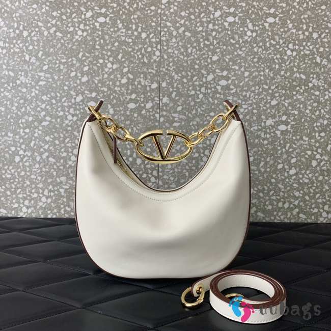 Valentino Garavani VLogo Moon hobo bag white in nappa leather 20x23x8cm - 1