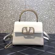 Valentino Small Vsling calfskin handbag white with jewel handle 22x17x9cm - 1