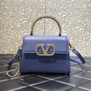 Valentino Small Vsling calfskin handbag blue with jewel handle 22x17x9cm - 1