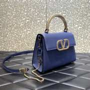 Valentino Small Vsling calfskin handbag blue with jewel handle 22x17x9cm - 4